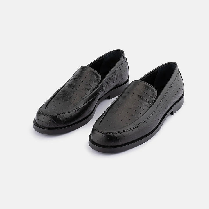 Emmie - Black Weave Emboss Shoes Department of Finery