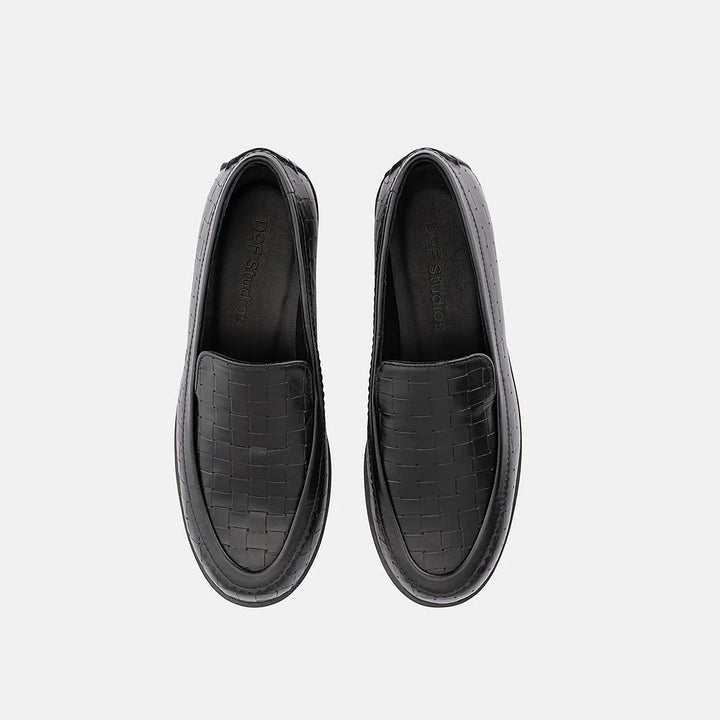 Emmie - Black Weave Emboss Shoes Department of Finery