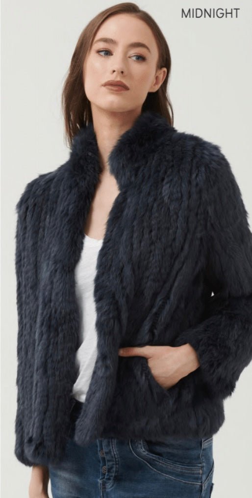 365 Days High Neck Fur Jacket- Midnight Fur Coat 365 days