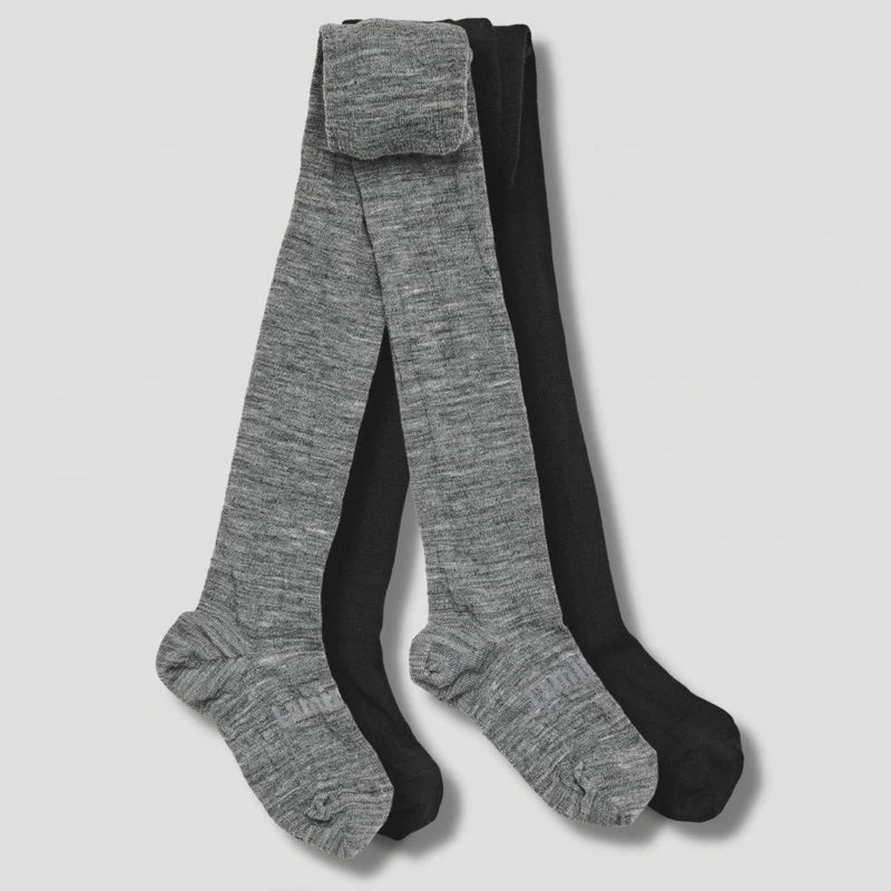 Lamington Merino Wool Flat Knit Plain Tights Black, Grey or Navy socks Lamington
