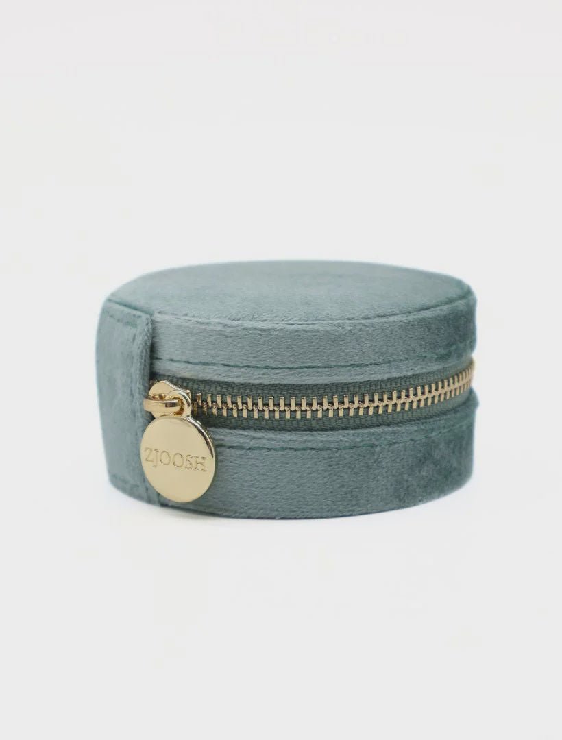 Round Velvet Jewellery Case-Blue jewellery box zjoosh
