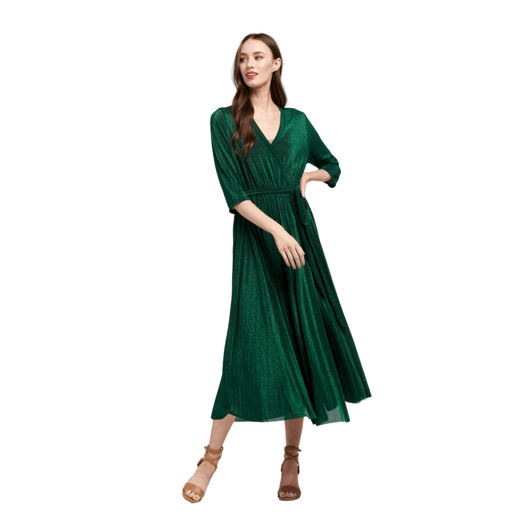 Urban Luxury Lurex CrossOver Dress - Deep Green Dresses Urban Luxury