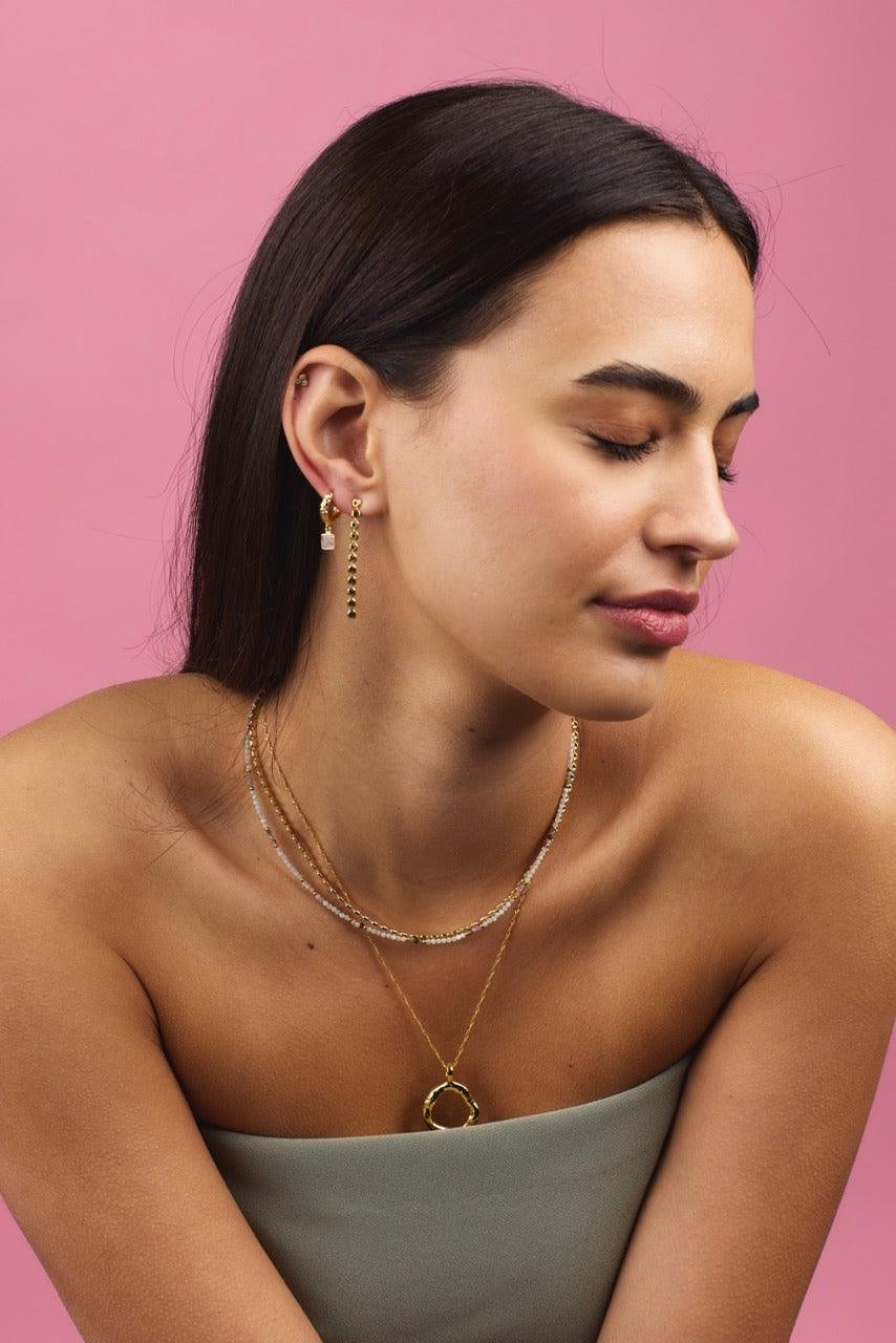 Mikayla Hoop - Moonstone earings Zafino Jewellery   