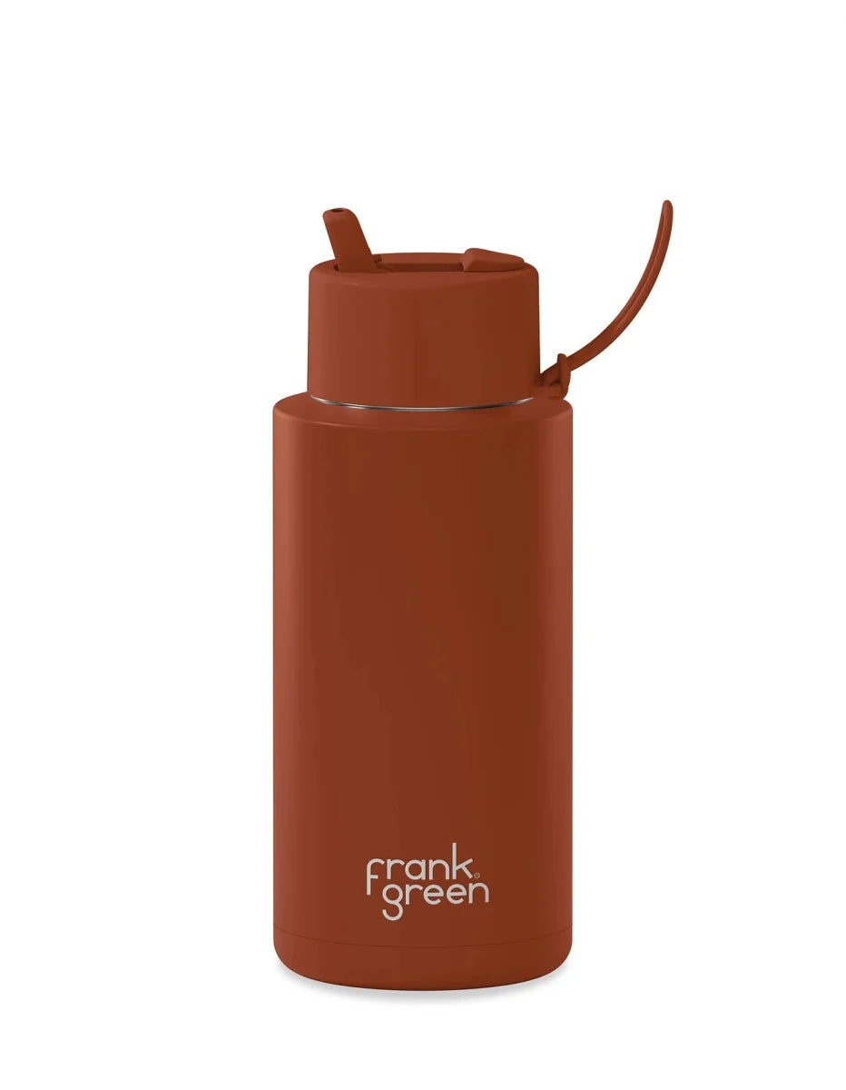 1 Ltr | Flip Lid Reusable Frank Green Ceramic Drink Bottle - Large 34oz Drink Bottles Frank Green Toffee