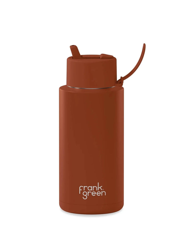 1 Ltr | Flip Lid Reusable Frank Green Ceramic Drink Bottle - Large 34oz Drink Bottles Frank Green Toffee