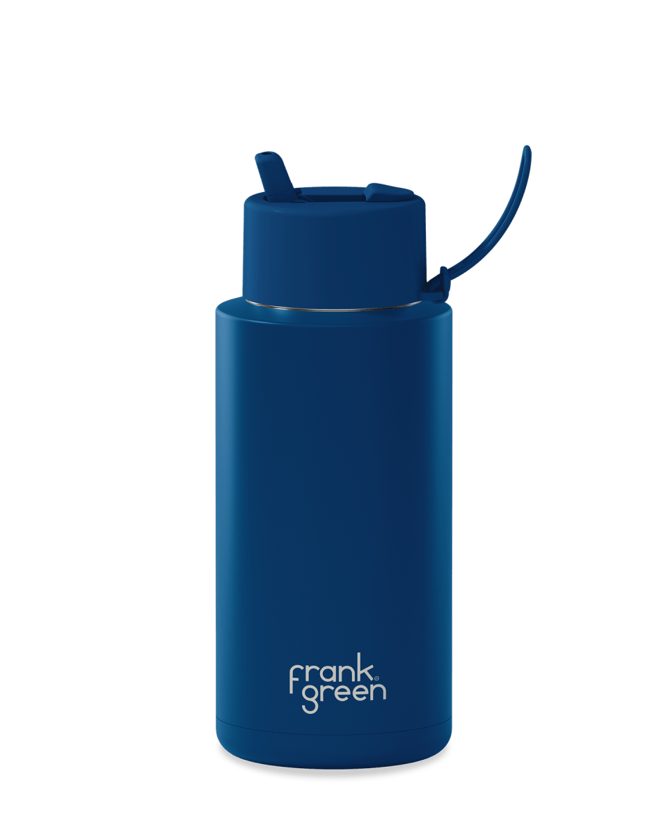 1 Ltr | Flip Lid Reusable Frank Green Ceramic Drink Bottle - Large 34oz Drink Bottles Frank Green Deep Ocean