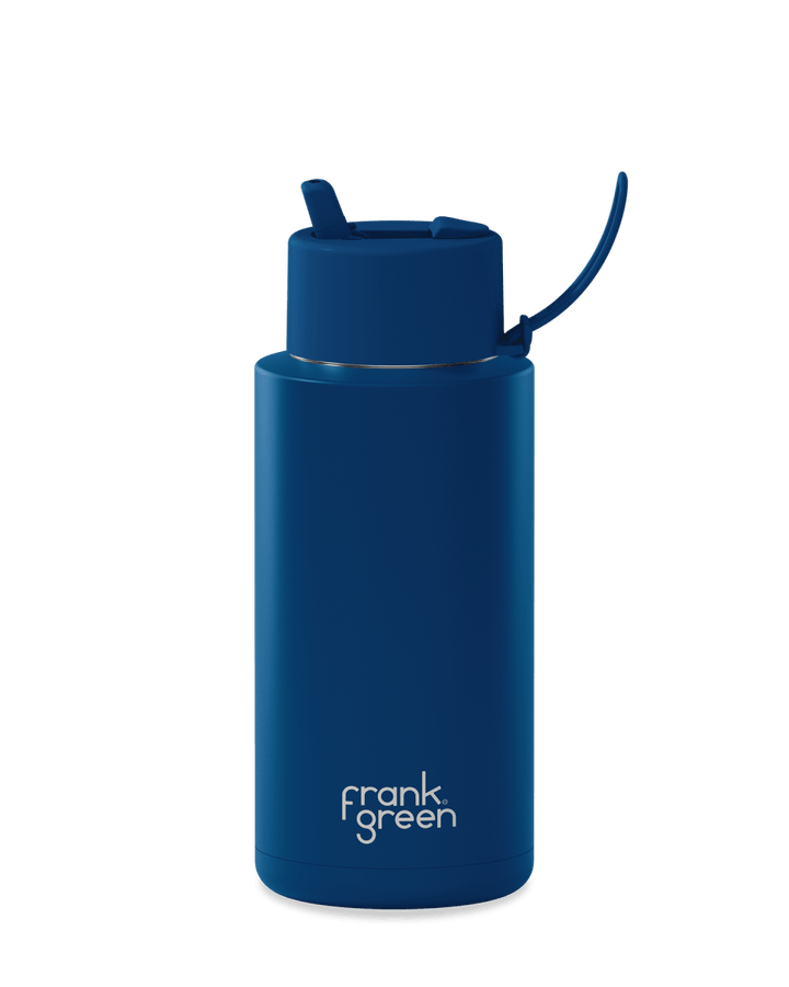 1 Ltr | Flip Lid Reusable Frank Green Ceramic Drink Bottle - Large 34oz Drink Bottles Frank Green Deep Ocean