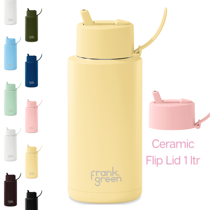 1 Ltr | Flip Lid Reusable Frank Green Ceramic Drink Bottle - Large 34oz Drink Bottles Frank Green