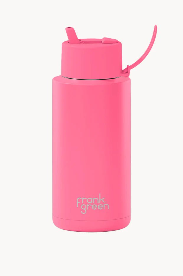 1 Ltr | Flip Lid Reusable Frank Green Ceramic Drink Bottle - Large 34oz Drink Bottles Frank Green Bubblegum