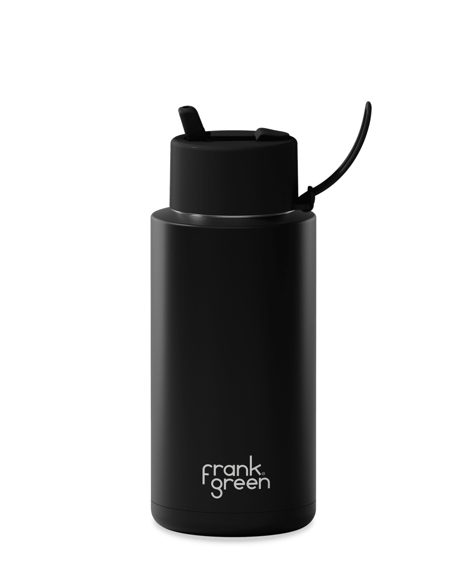 1 Ltr | Flip Lid Reusable Frank Green Ceramic Drink Bottle - Large 34oz Drink Bottles Frank Green Midnight