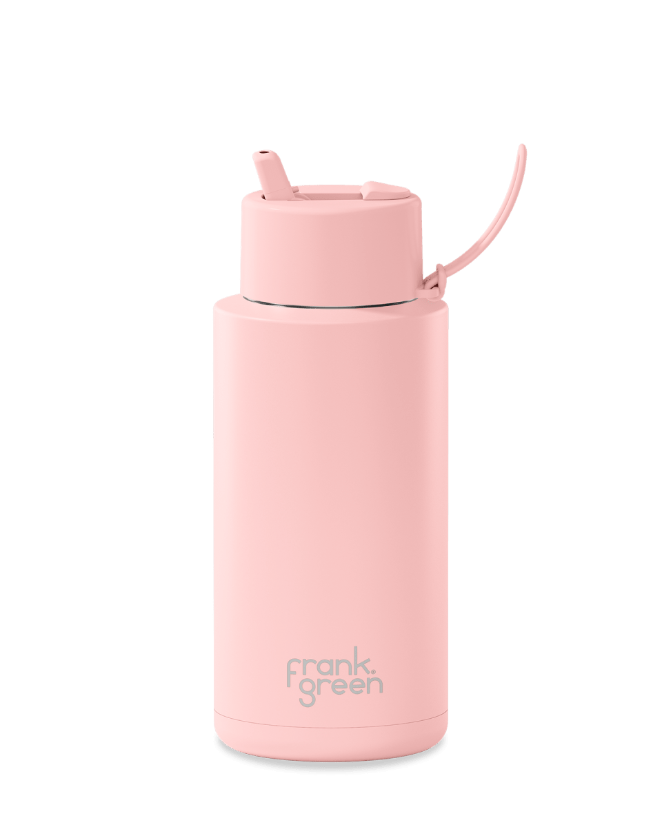 1 Ltr | Flip Lid Reusable Frank Green Ceramic Drink Bottle - Large 34oz Drink Bottles Frank Green Blushed