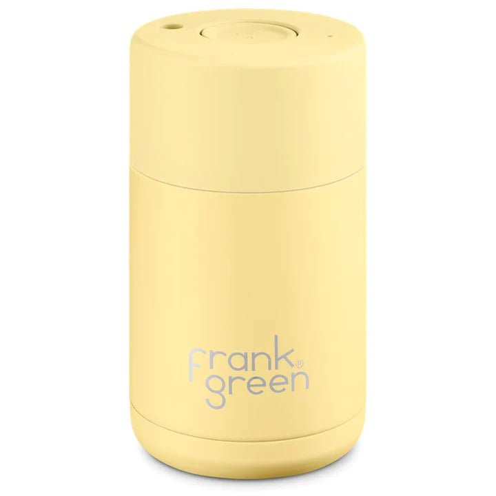 12oz Stainless Steel Ceramic Reusable Cup Buttermilk with Push Button Lid Buttermilk with Button Buttermilk Drink Bottles Frank Green