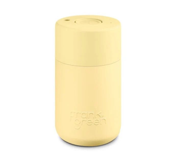 12oz Stainless Steel Ceramic Reusable Cup Buttermilk with Push Button Lid Buttermilk with Button Buttermilk Drink Bottles Frank Green