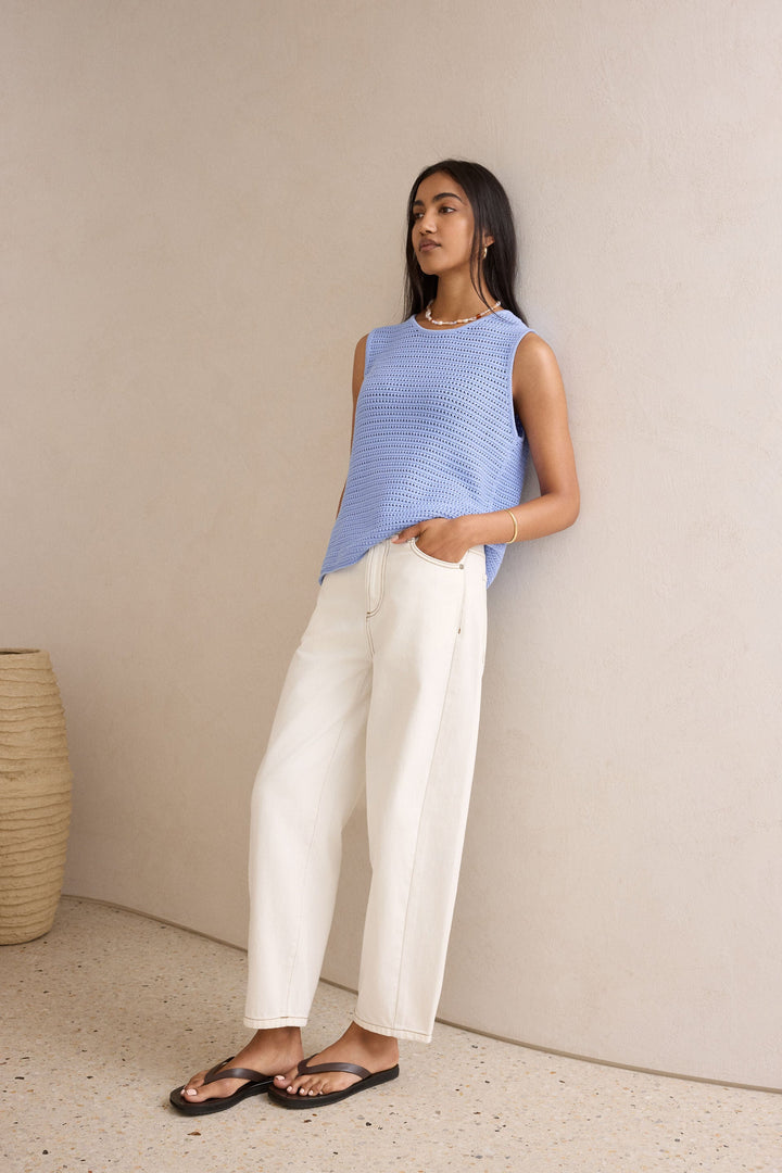 Margot Mesh Knit Tank - Sky Blue tank top Ceres Life