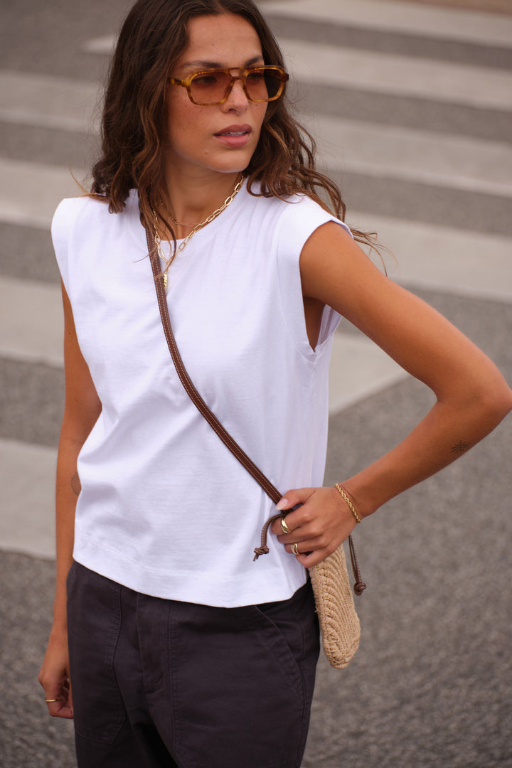 Esme Extended Shoulder Tee - White