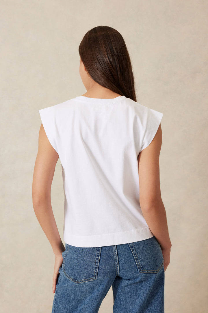 Esme Extended Shoulder Tee - White
