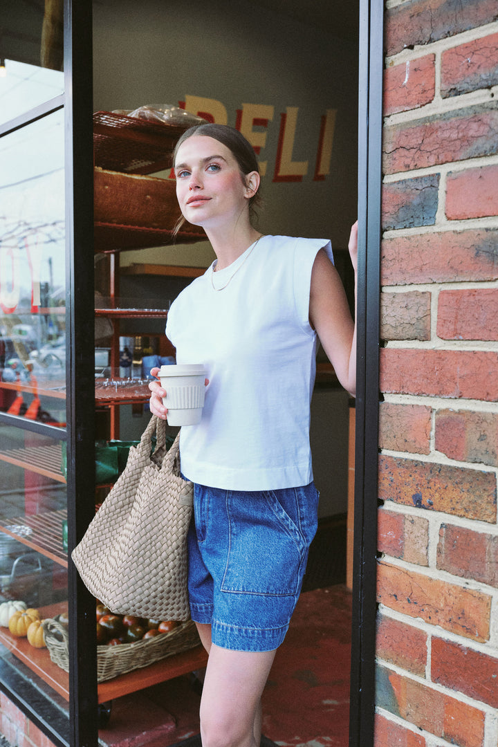 Esme Extended Shoulder Tee - White