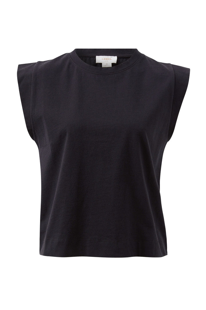Esme Extended Shoulder Tee - Black t-shirt Ceres Life