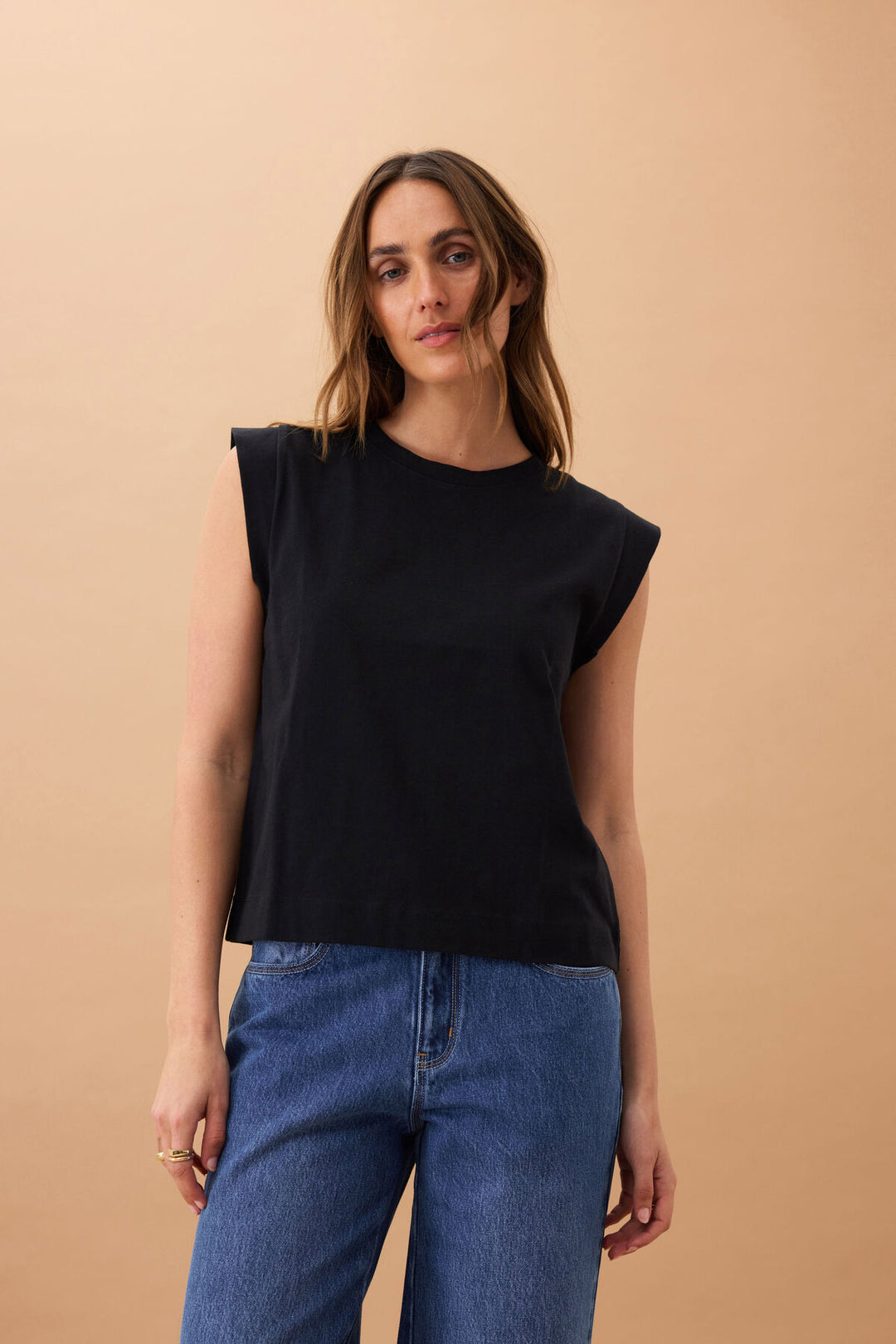 Esme Extended Shoulder Tee - Black t-shirt Ceres Life