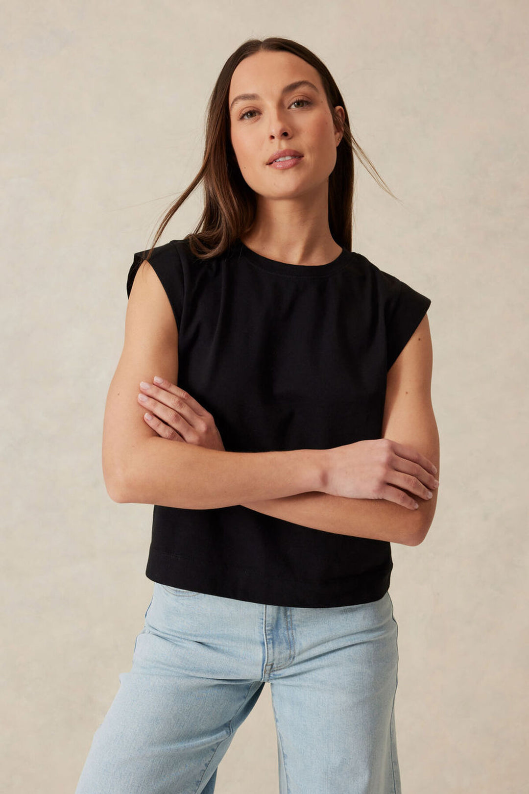 Esme Extended Shoulder Tee - Black t-shirt Ceres Life