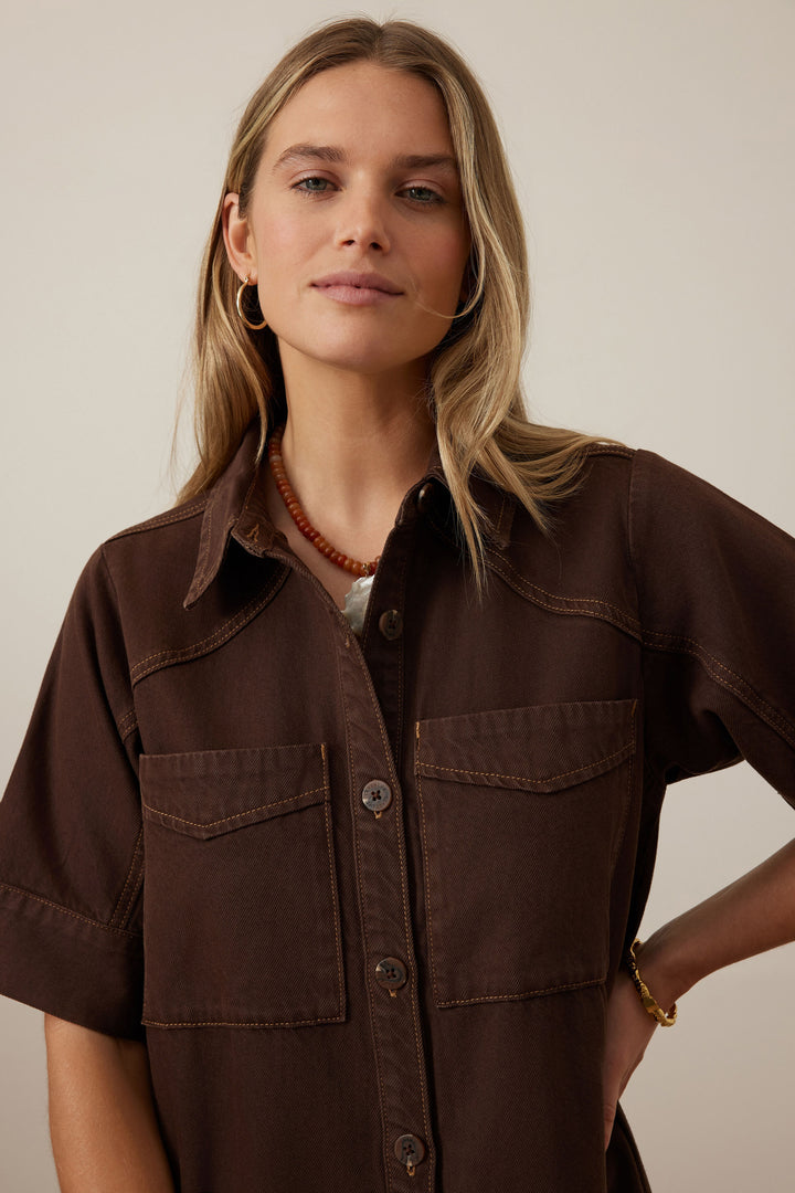 Ava Short Sleeve Midi Dress - Chocolate dress Ceres Life