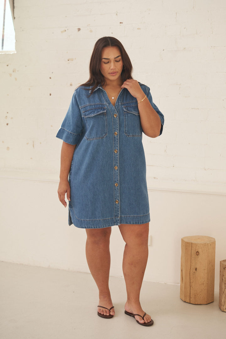 Bonnie Relaxed Shirt Dress - Fresh Indigo dress Ceres Life