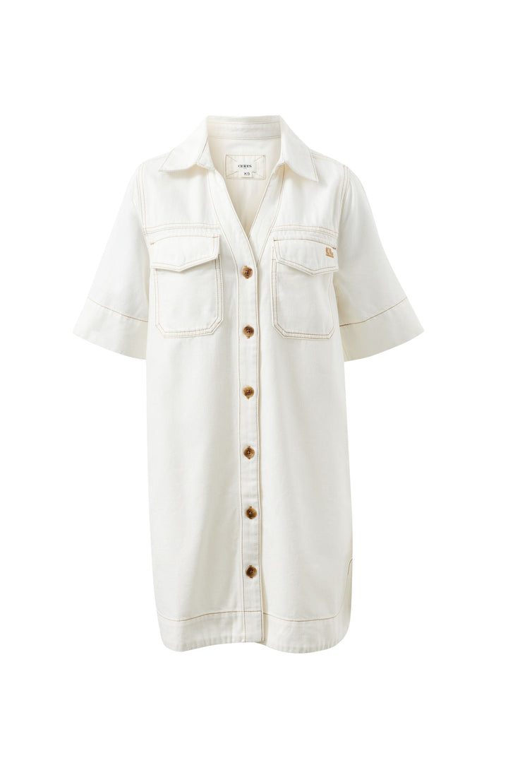 Bonnie Relaxed Shirt Dress - Fresh Ecru dress Ceres Life