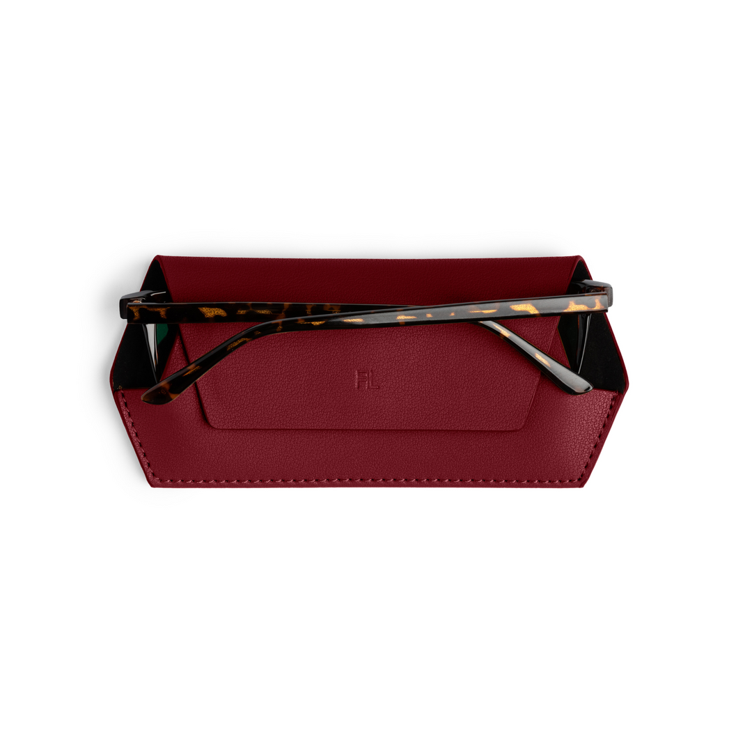 Fox and Leo glasses case - Burgundy Fox and Leo