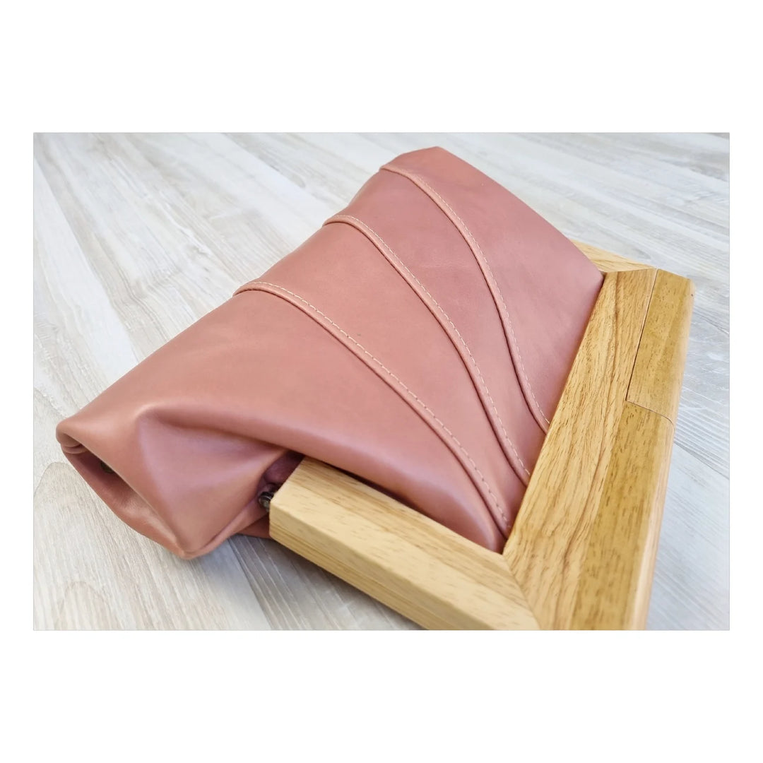 Moy Leather/Timber Clutch Rose Bags Moy Tasmania   