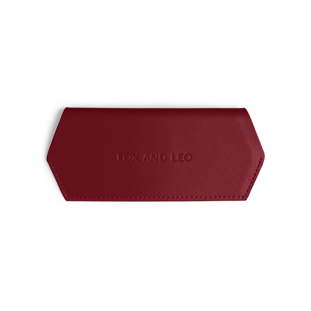 Fox and Leo glasses case - Burgundy Fox and Leo