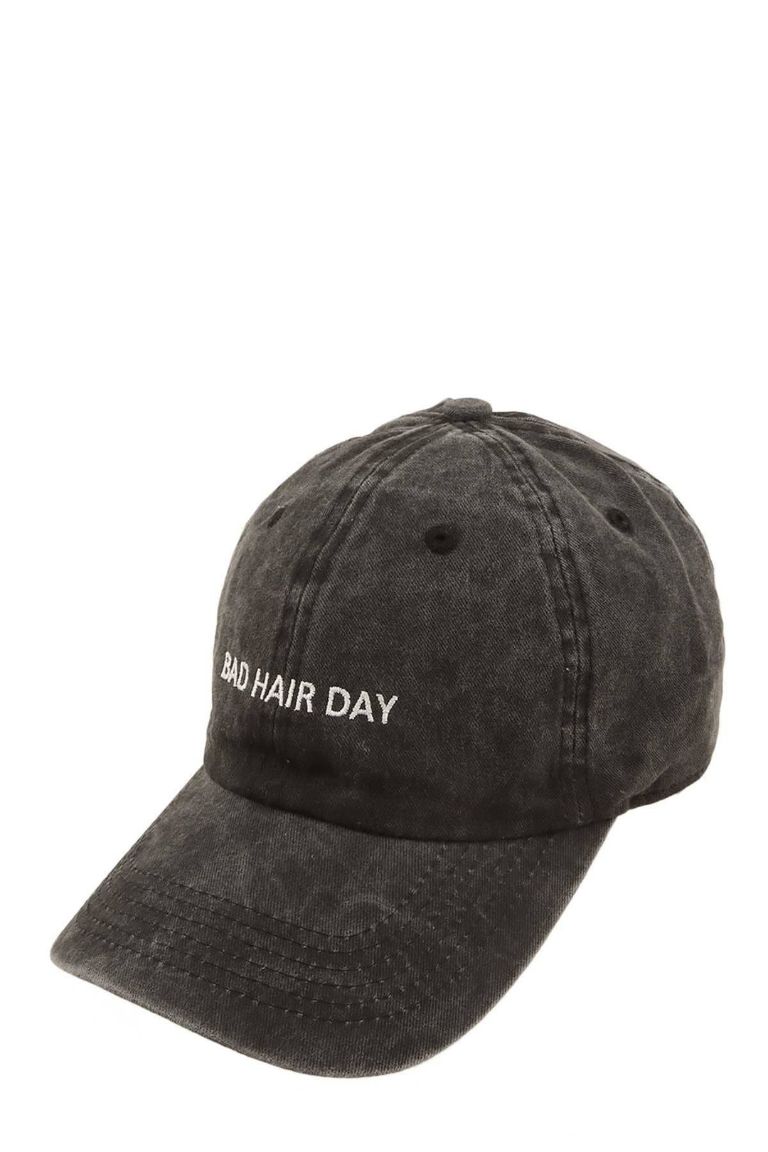 BAD HAIR DAY EMBROIDERED PIGMENT BASEBALL CAP 8-2 hat anbfashion Charcoal