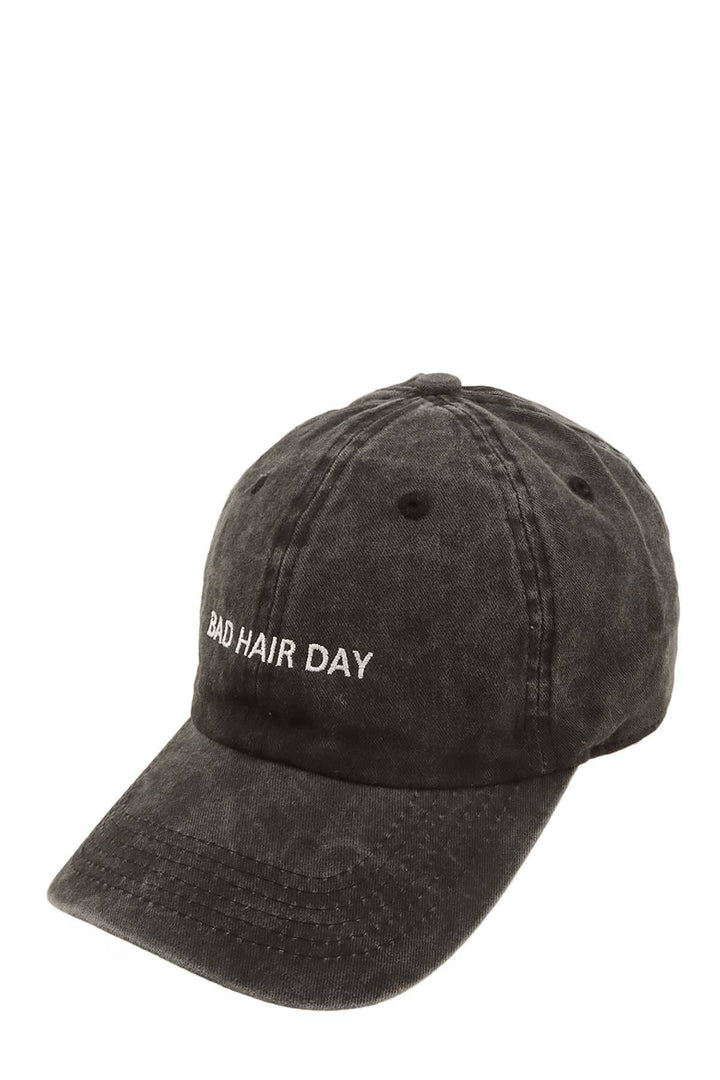 BAD HAIR DAY EMBROIDERED PIGMENT BASEBALL CAP 8-2 hat anbfashion Charcoal