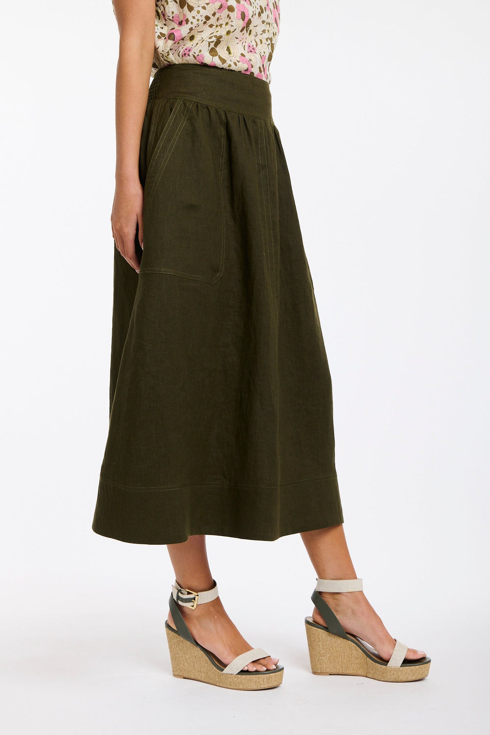 MARION KHAKI LINEN SKIRT