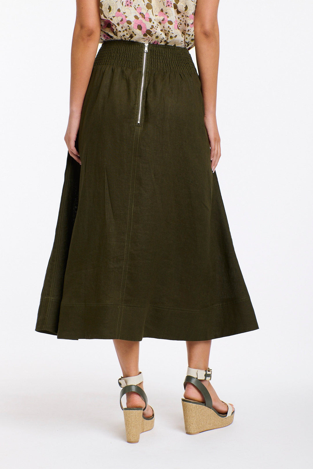 MARION KHAKI LINEN SKIRT