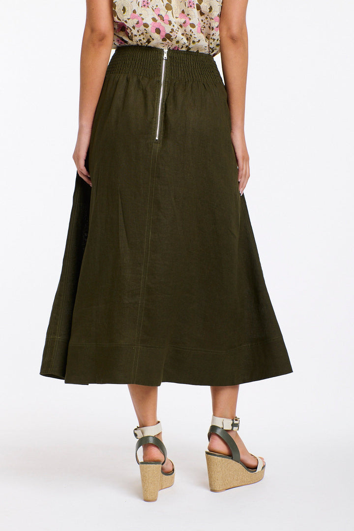MARION KHAKI LINEN SKIRT