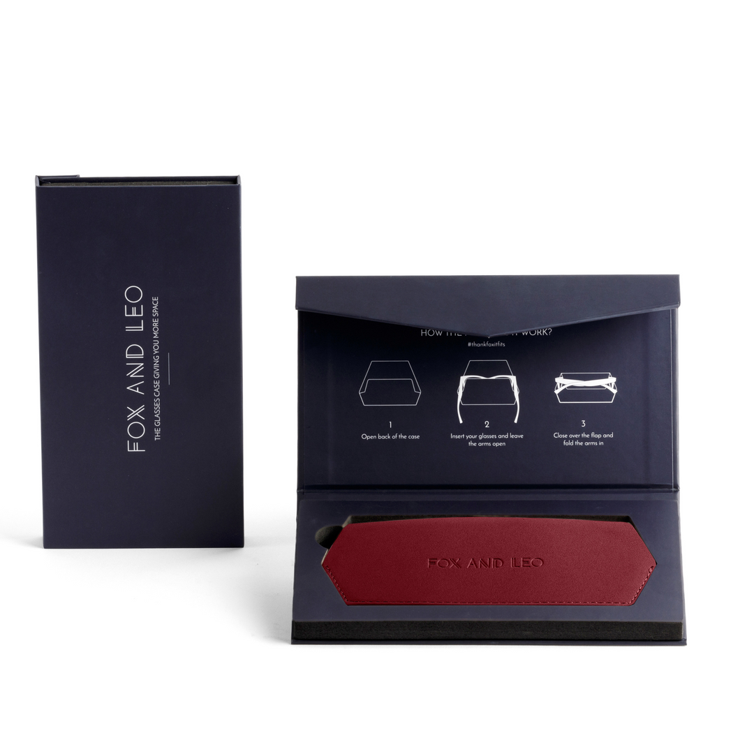 Fox and Leo glasses case - Burgundy Fox and Leo