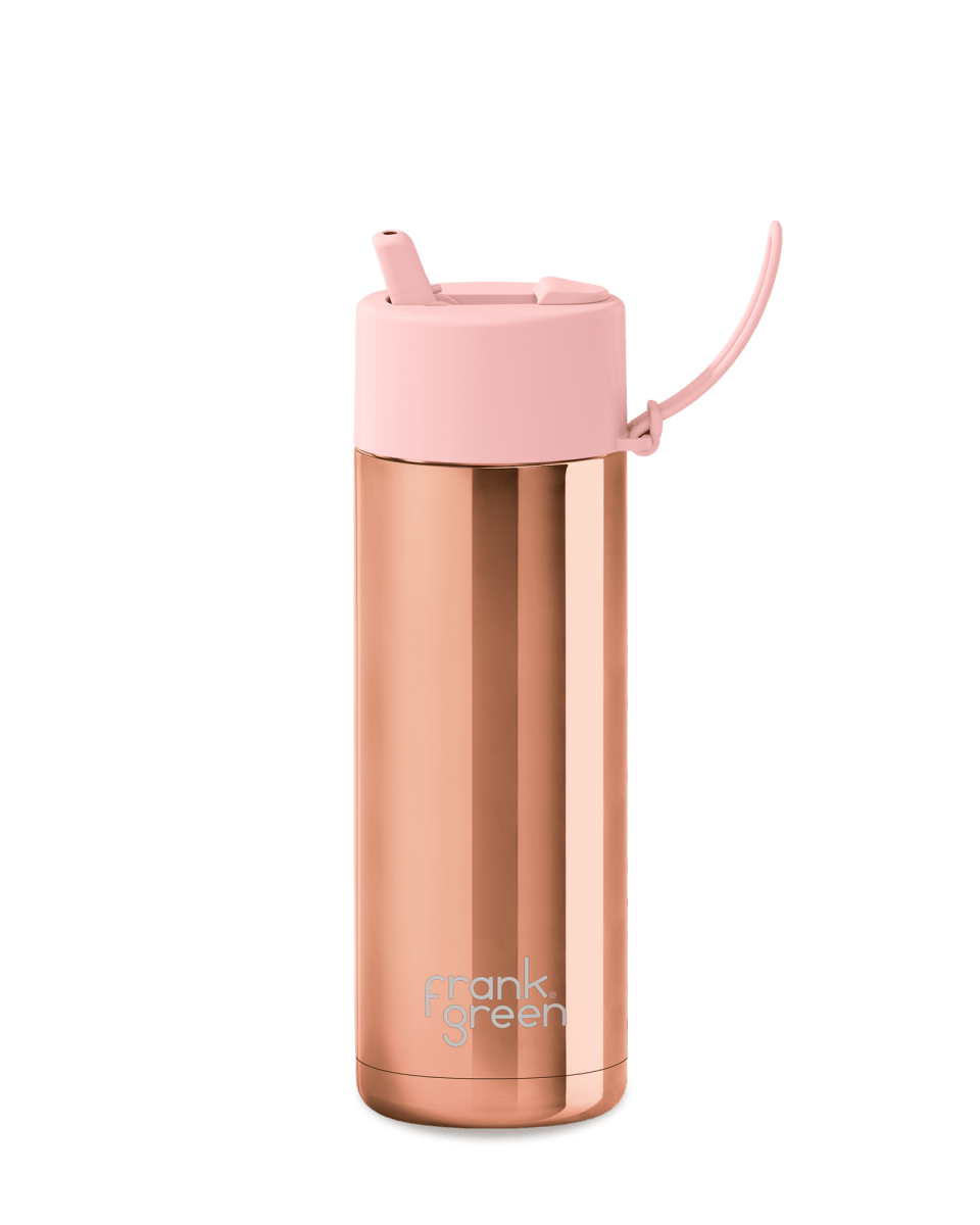 20oz Rose Gold Ceramic Reusable Bottle with Flip Straw Lid Frank Green Frank Green