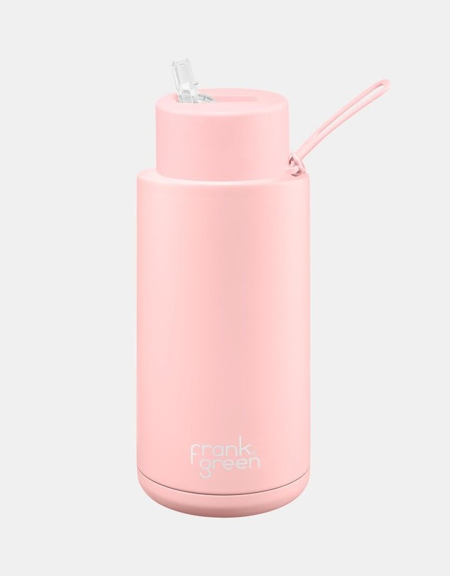 34oz / 1 ltr Stainless Steel Ceramic Reusable Bottle BLUSHED with Straw Lid Hull Drink Bottles Frank Green