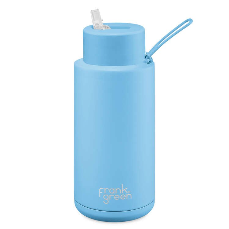 34oz / 1 ltr Stainless Steel Ceramic Reusable Bottle Sky Blue with Straw Lid Hull Drink Bottles Frank Green