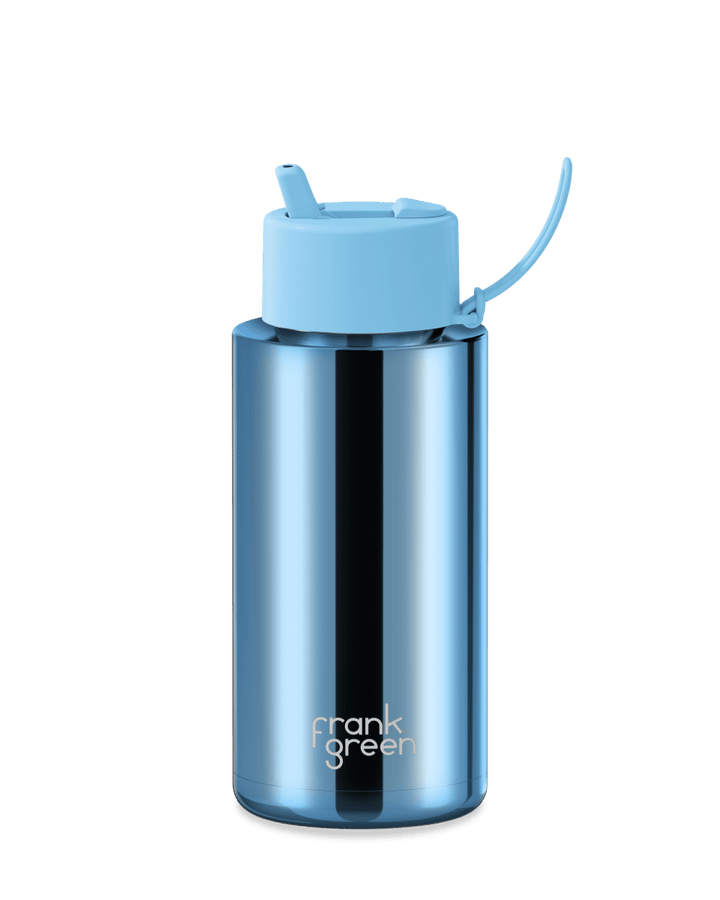 34oz Chrome Ceramic Reusable Bottle Drink Bottles Frank Green Chrome Light Blue / Sky Blue