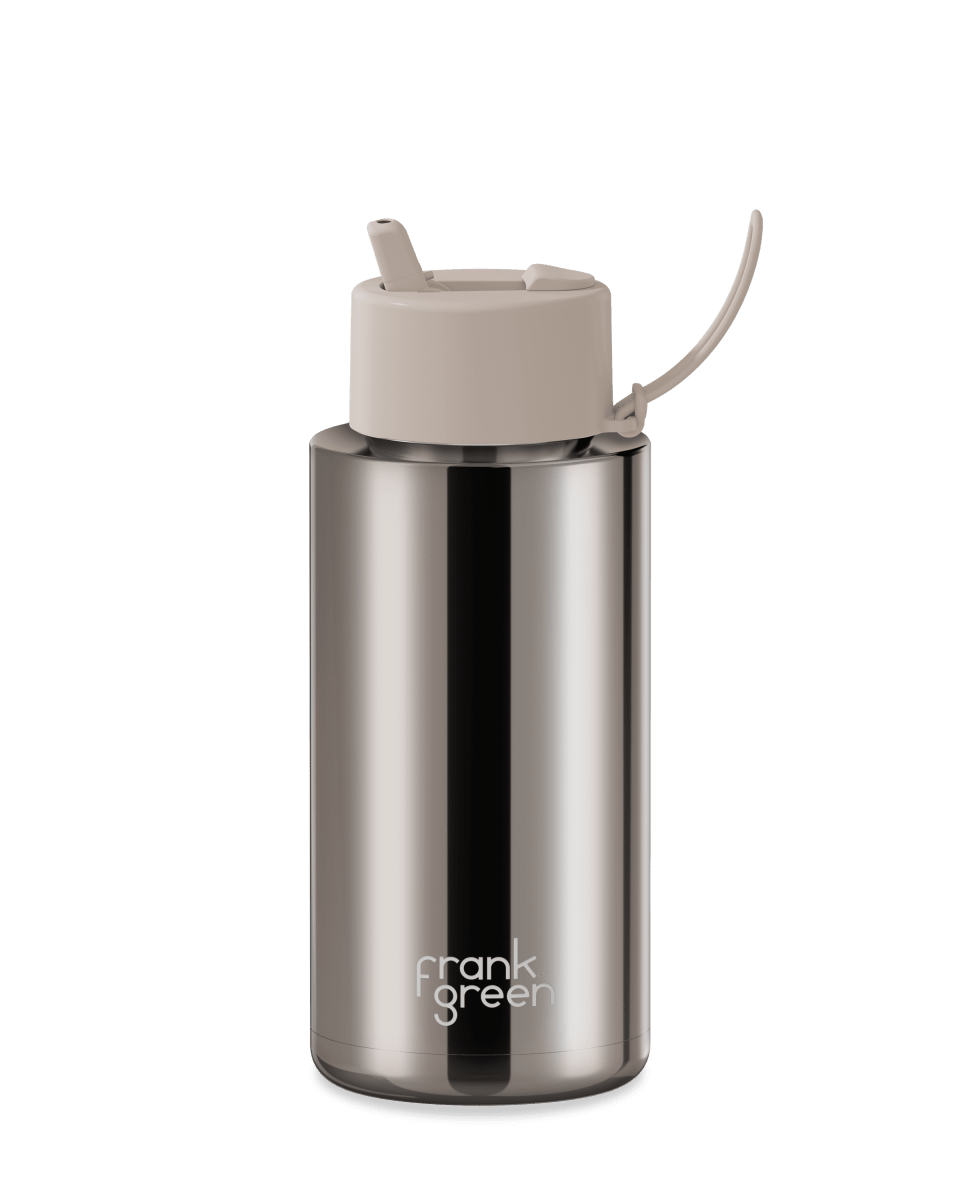 34oz Chrome Ceramic Reusable Bottle Drink Bottles Frank Green Chrome Moon Dust / Moon Dust