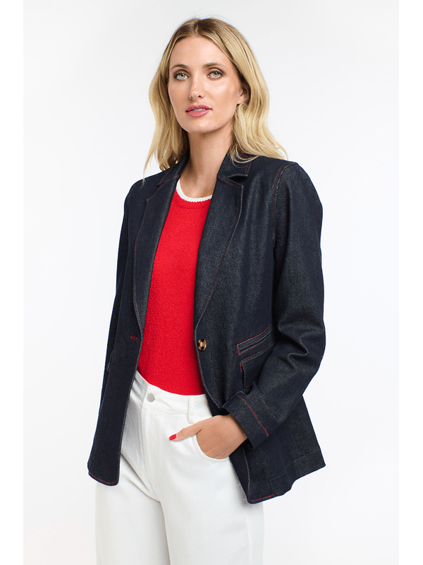 365 days Dark Denim Blazer - red trim Coats & Jackets 365 days