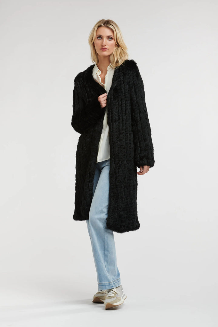 365 Days LONG Black Rabbit Fur Coat Fur Coat 365 days