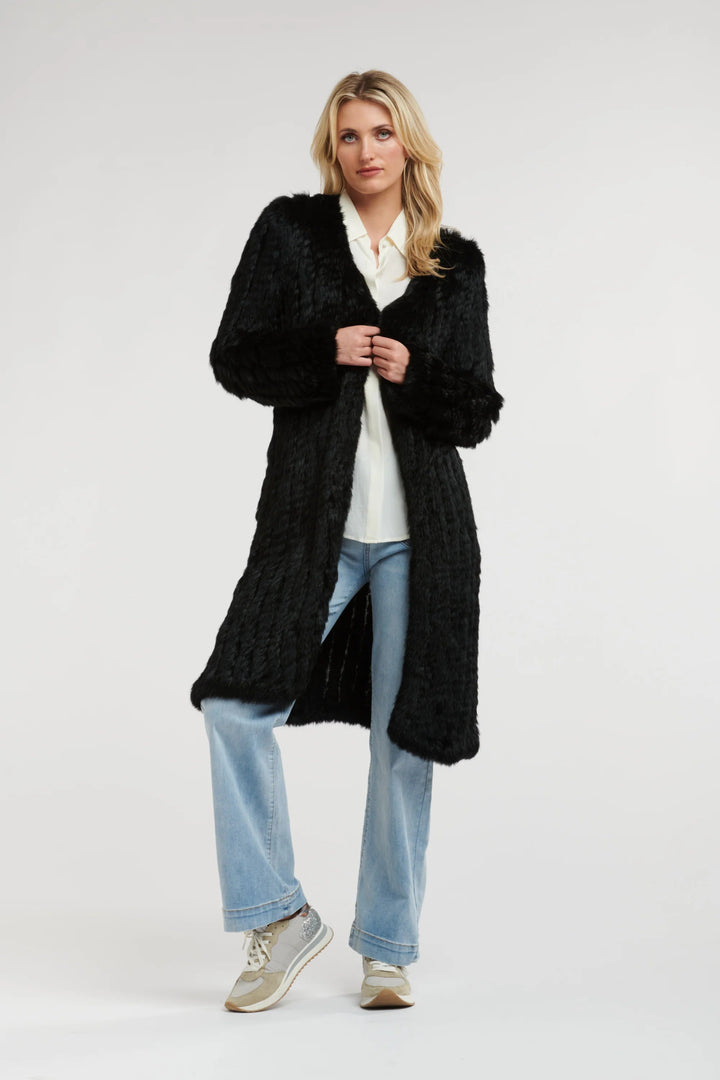 365 Days LONG Black Rabbit Fur Coat Fur Coat 365 days