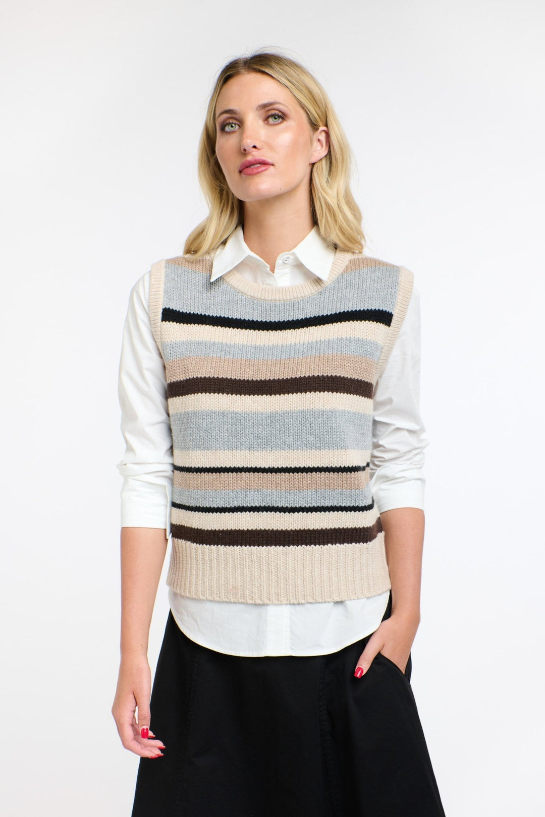 365 days Phoebe Stripe Vest - natural Stripe knit 365 days