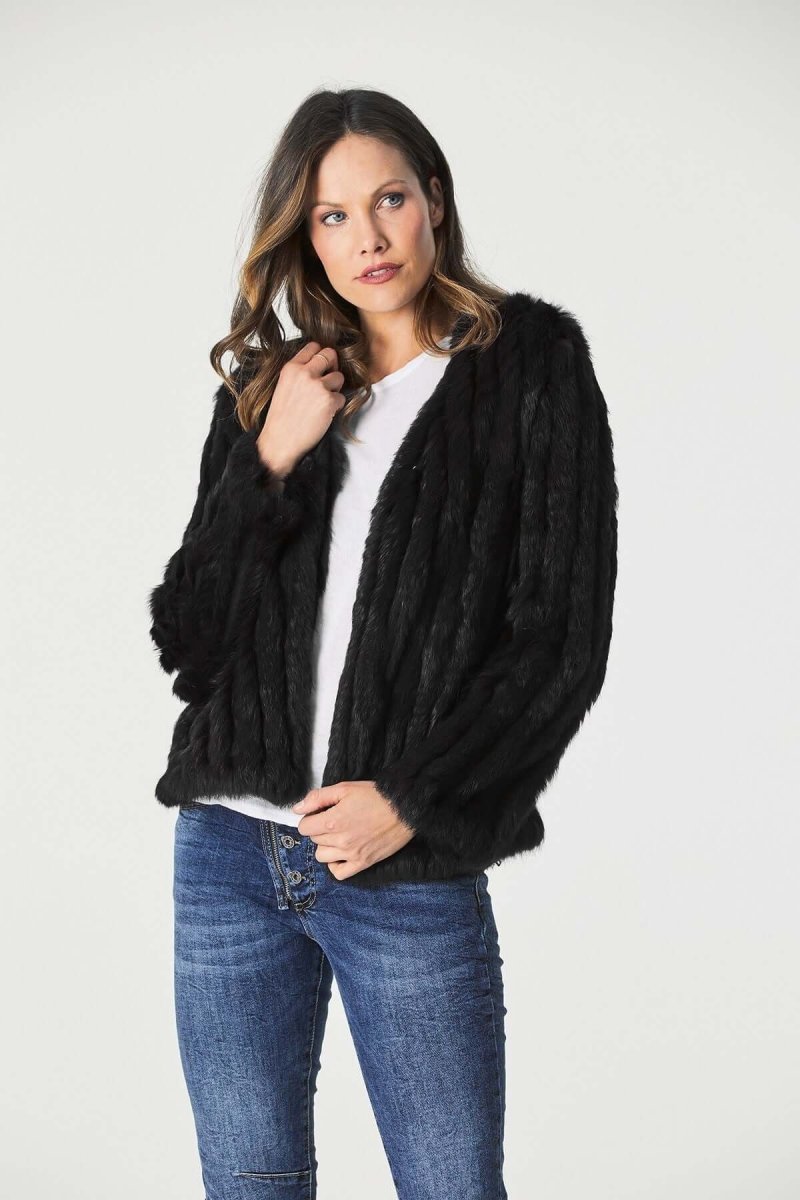 365 Days Short Fur Jacket - Black fur coat 365 days