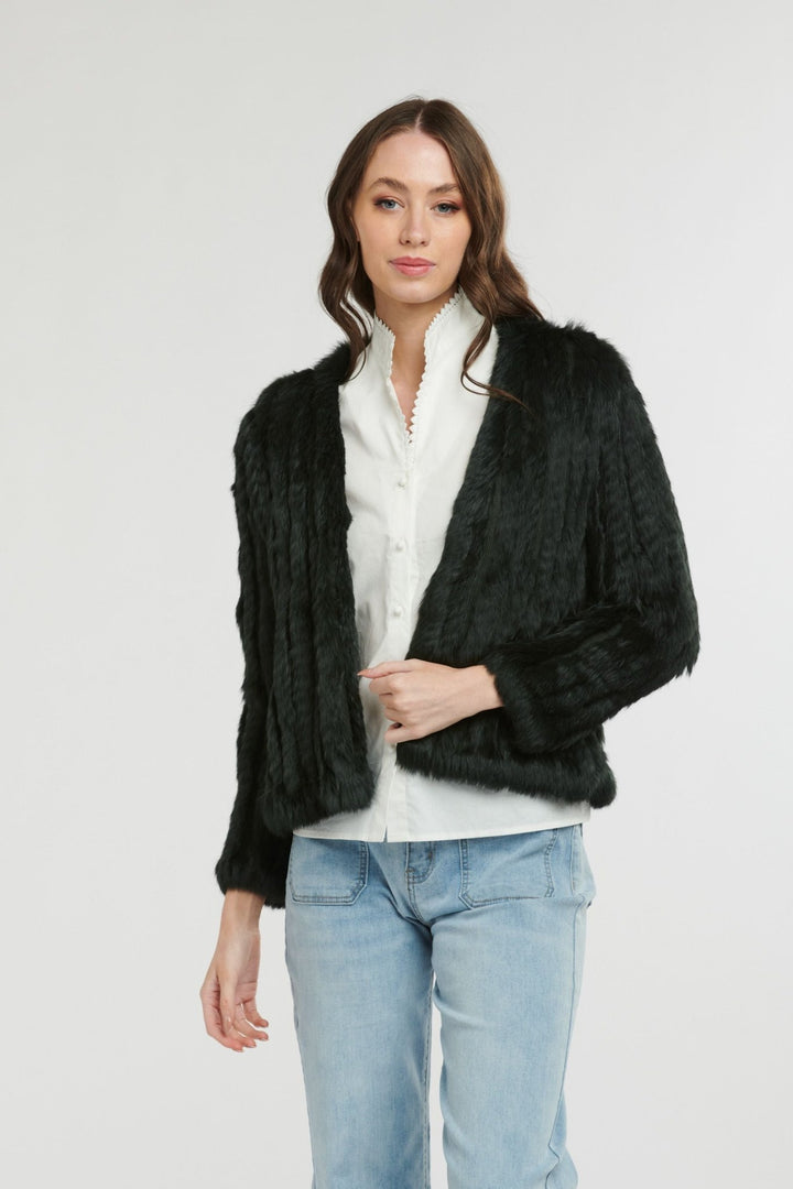 365 Days Short Fur Jacket - Hunter Green fur coat 365 days