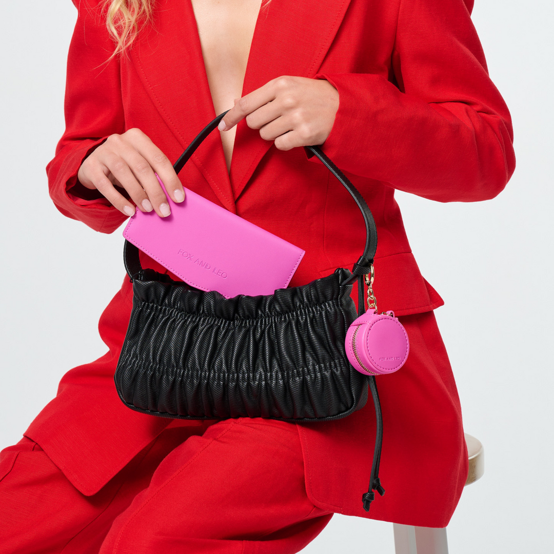 Eye Catcher charm with microfibre cleaning cloth - Hot Pink Fox and Leo