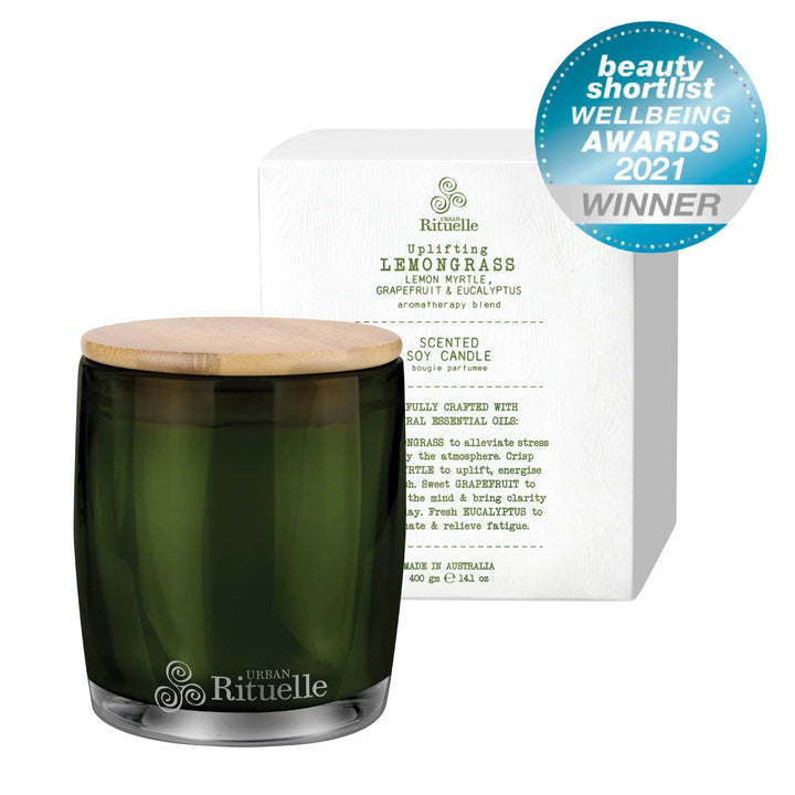 400gm Soy Candle - Uplifting Lemongrass Candles Urban Rituelle