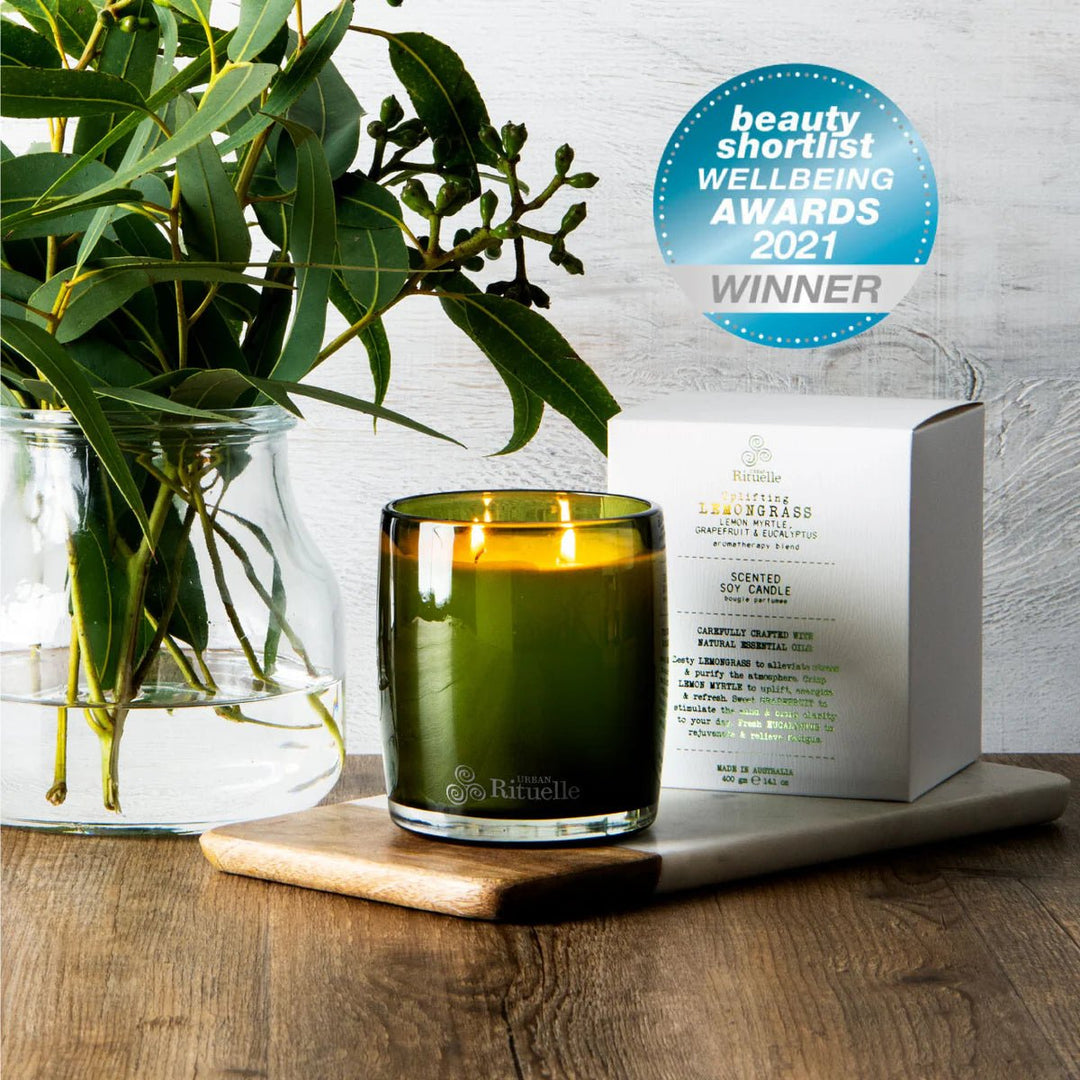 400gm Soy Candle - Uplifting Lemongrass Candles Urban Rituelle